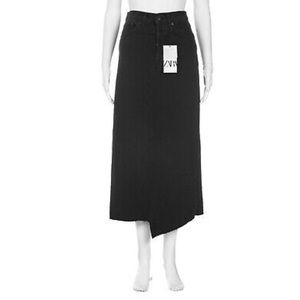 Zara Black Denim MIDI Skirt